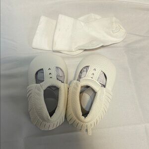 White Baby Moccasins with Socks